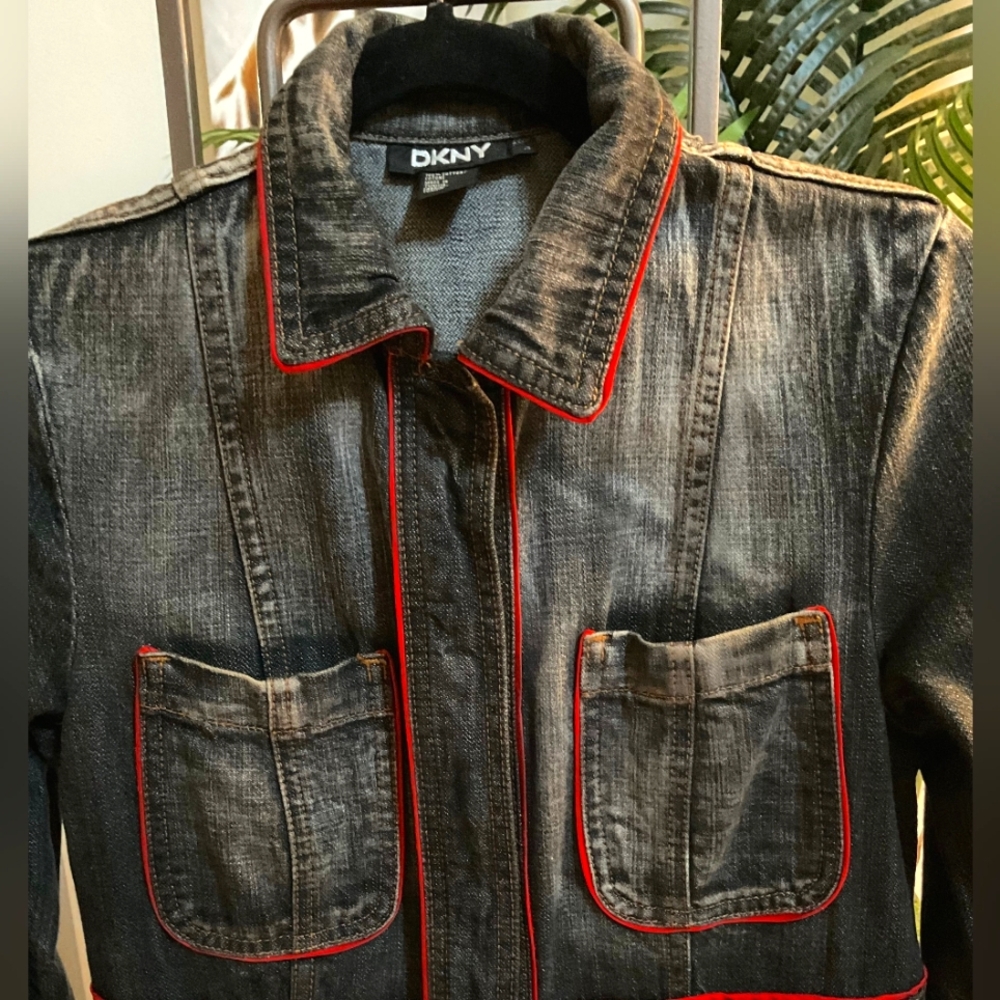 DKNY Vintage, Rare Beautiful Distressed Full Length Denim Coat - Picture 2 of 10